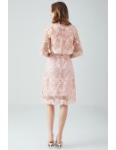 L-5XL Elegant Pink Lace Dress Plus Size with Jacket