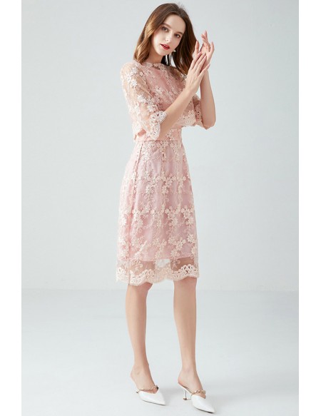 L-5XL Elegant Pink Lace Dress Plus Size with Jacket