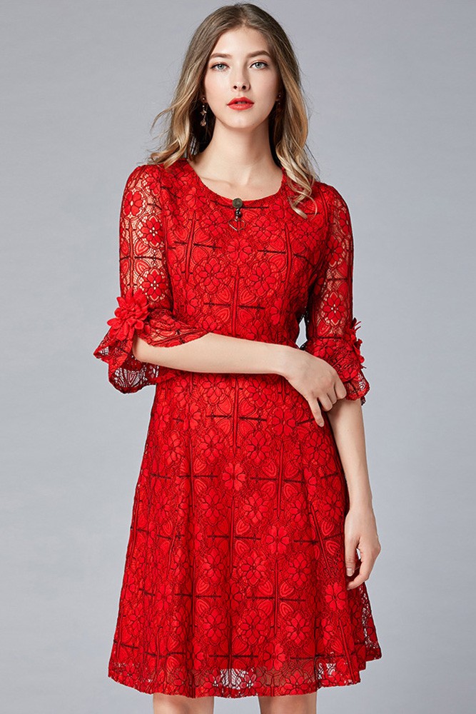 Debra Red Lace Dress main image 1