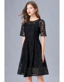 L-5XL Gorgeous Little Black Lace Aline Dress Plus Sizes