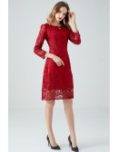 L-5XL Classy Red Embroidered Wedding Party Dress With Sleeves
