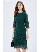 L-5XL Green Lace Plus Size Wedding Party Dress With Half Sleeves