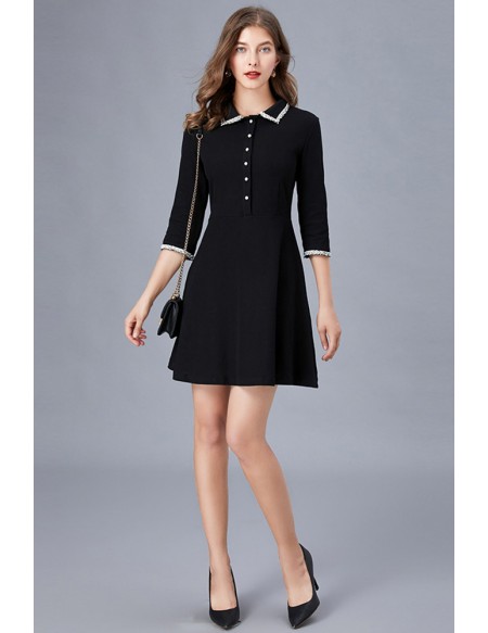 L-5XL Little Black Mini Dress For Office Ladies #ZTY126 - GemGrace.com