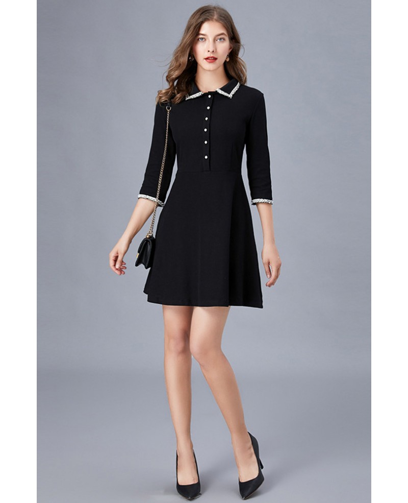 L-5XL Little Black Mini Dress For Office Ladies #ZTY126 - GemGrace.com