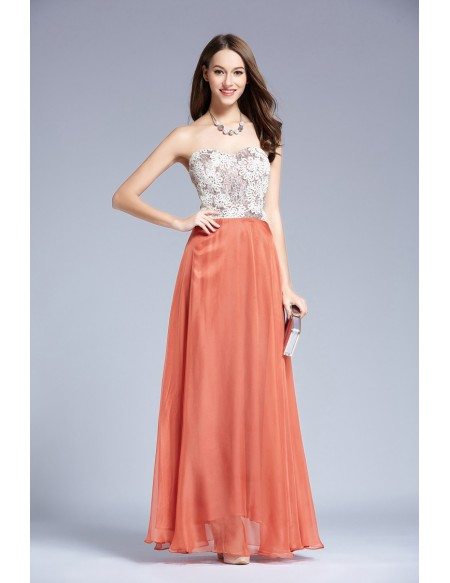 Feminine A-Line Sweetheart Chiffon Prom Dress With Appliques Lace