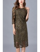 L-5XL Embroidered Plus Size Women Cocktail Party Dress With Sleeves