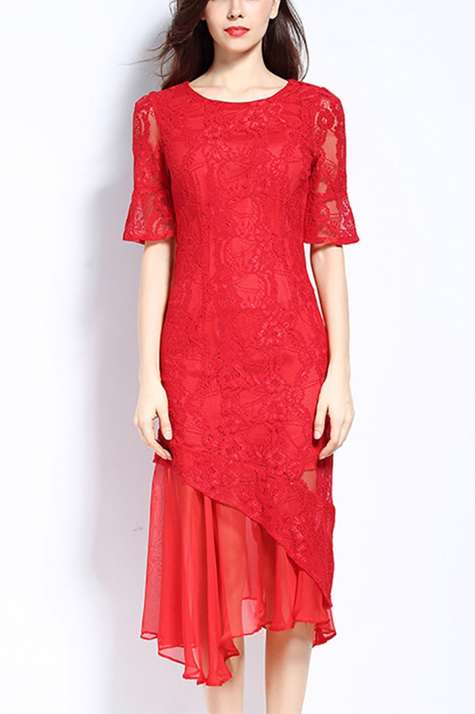 4512055 Red Patterned Dress
