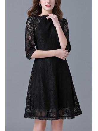 L-5XL Little Black Lace Aline Dress For Plus Sizes