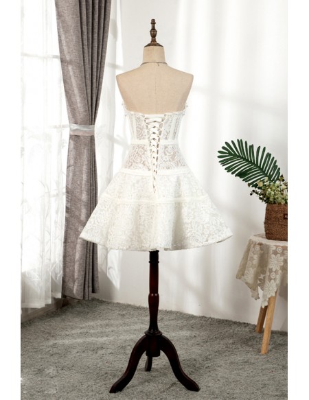 Unique White Lace Corset Top Short Party Dress