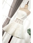 Unique White Lace Corset Top Short Party Dress