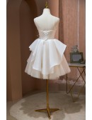 Elegant Ruffled Short Tulle Party Homecoming Dress with Straps