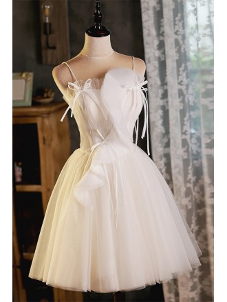 Gorgeous Light Champagne Tulle Hoco Party Dress with Straps