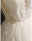 Ivory White Short Puffy Tulle Homecoming Dress Vneck with Straps