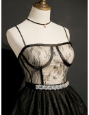 Trendy Black Corset Top Short Homecoming Dress with Spaghetti Straps