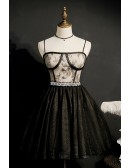 Trendy Black Corset Top Short Homecoming Dress with Spaghetti Straps
