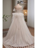 Fairytale Bling Ivory White Ballgown Wedding Dress with Beadings Bows