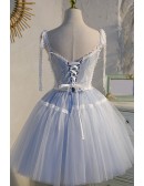 Light Blue Short Ballgown Tulle Prom Homecoming Dress with Straps