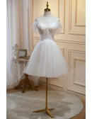 Lovely Short Tulle Party Dress with Beadings Straps
