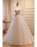 Gorgeous Ivory Long Tulle Prom Dress with Open Back