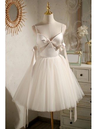 Unique Light Champagne Cutout Party Dress with Beadings Sash