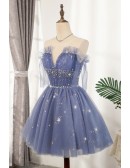 Fantasy Bling Sequins Short Ballgown Tulle Hoco Dress with Laceup
