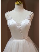 Lovely Short Tulle Homecoming Dress with Pearls Straps