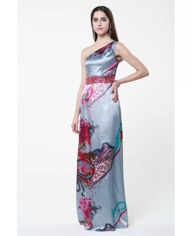 Chinese Style One Shoulder Floral Print Floor-Length Dress #CK291 $45 - GemGrace.com Chinese Style One Shoulder Floral Print Floor-Length Dress #CK291 $45 - GemGrace.com