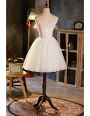 Strapless Short Tulle Homecoming Dress with Beadings Flowers
