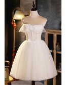 Strapless Short Tulle Homecoming Dress with Beadings Flowers