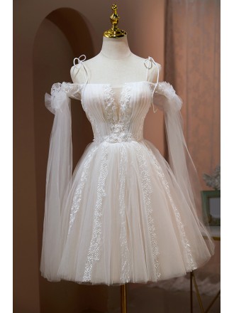 Fairytale Lace And Pleated Tulle Homecoming Dress with Straps