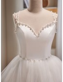 Pretty White Puffy Short Ballgown Homecoming Dress with Beaded Straps