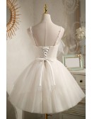Pretty Short Ballgown Tulle Homecoming Dress with Beaded Straps