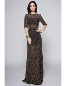Sexy Transparent Lace Half Sleeved Long Dress