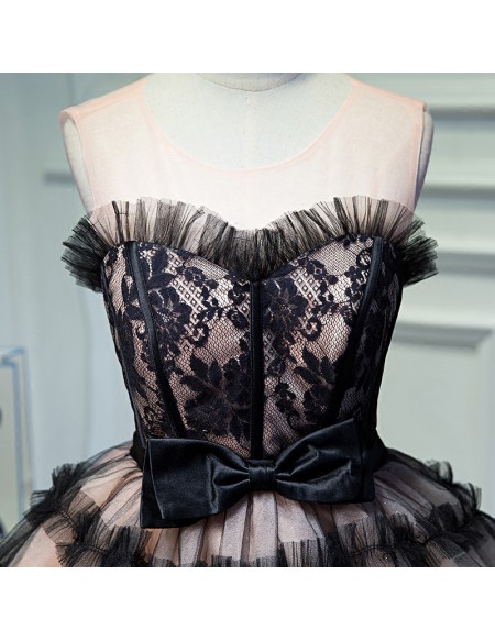 Unique Black Tulle Ballgown Tutus Short Prom Hoco Dress Sleeveless