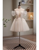 Gorgeous Ivory White Vneck Short Hoco Party Dress with Beadings