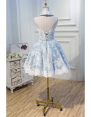 Lolita White Lace Short Ballgown Homecoming Dress with Collar Sash