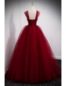 Puffy Ballgown Burgundy Long Red Prom Dress For Formal