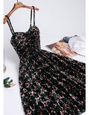 Tea Length Bling Sequins Semi Party Dress with Straps