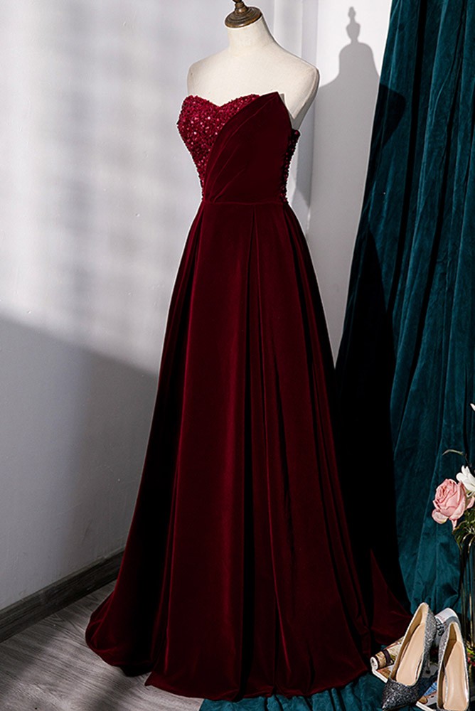 Elegant Burgundy Velvet 3D Rose Applique Evening Gown DP7901