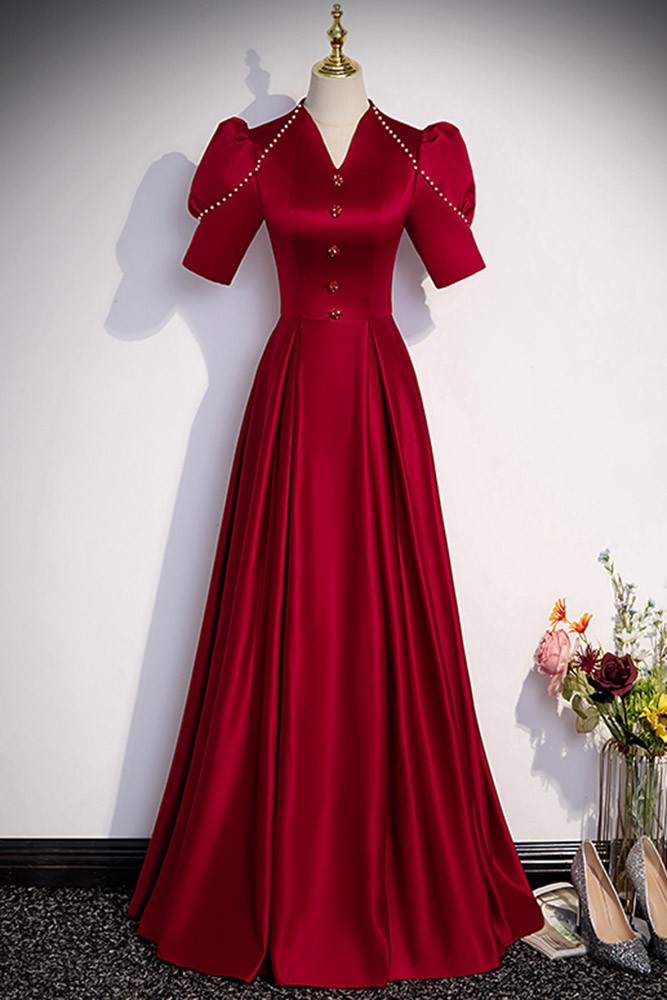 Modest Formal Satin Dress G459 Blue main image 0