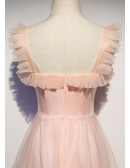 Pretty Pink Aline Tulle Tea Length Party Dress