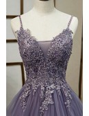 Beautiful Purple Ruffled Prom Dress with Appliques