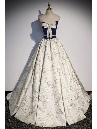 Unique Floral Pattern Ballgown Formal Dress Strapless