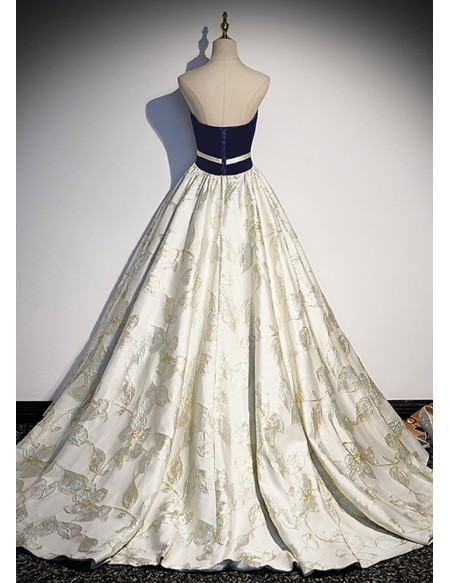 Unique Floral Pattern Ballgown Formal Dress Strapless