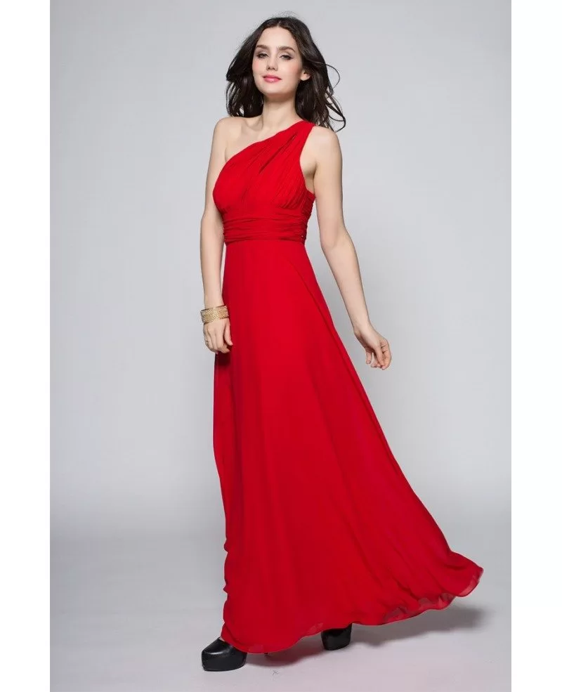 red one shoulder bridesmaid dresses