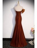 Classy Brown Evening Dress with Big Bows Removable Skirt