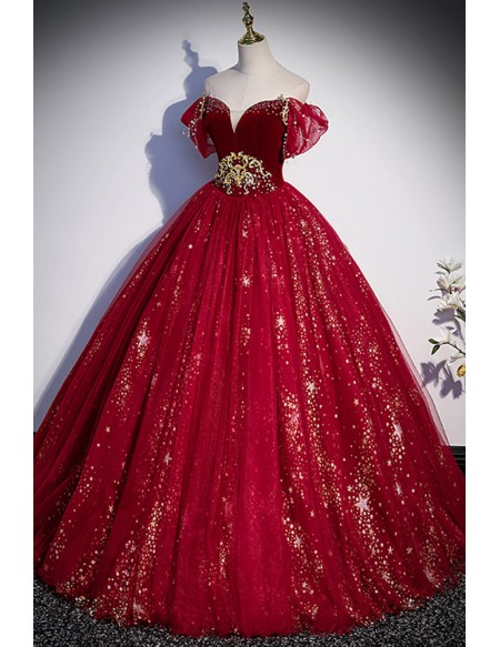 Sparkly Blings Ballgown Long Prom Dress Off Shoulder #L78148 - GemGrace.com