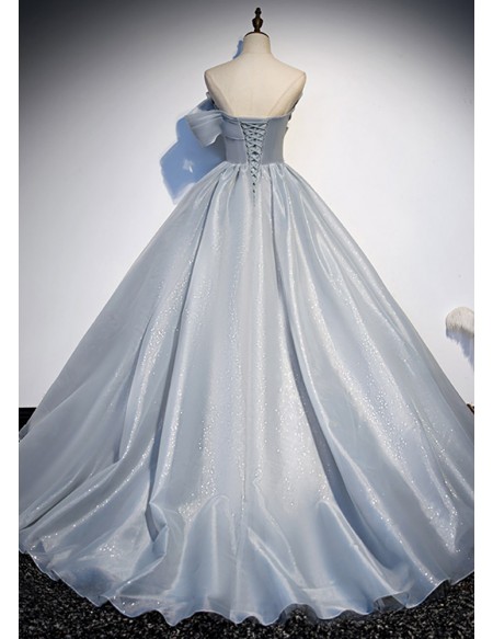 Sleek Formal Ballgown Grey Prom Dress Strapless