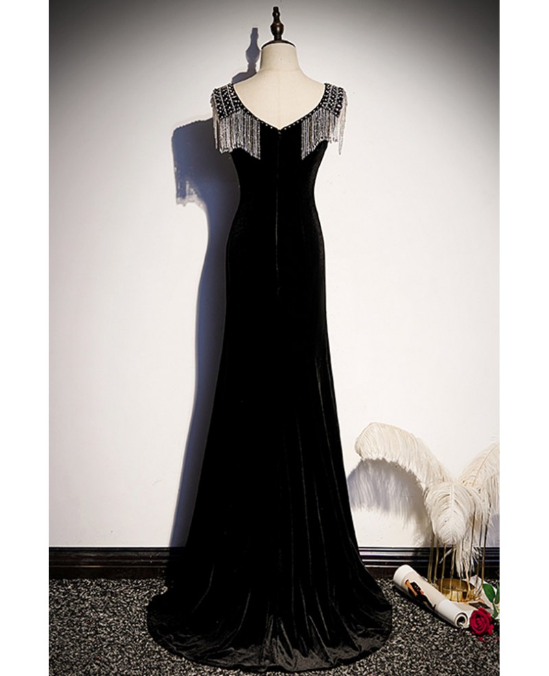 Amazon.com: DanseKran Mother of The Bride Dresses Petite Black Velvet  Formal Evening Gowns with 3/4 Puffy Sleeves and Slit for Women Size 0 :  Clothing, Shoes & Jewelry
