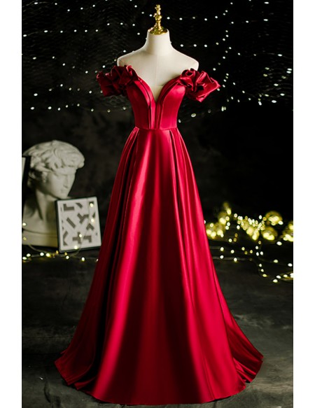 Elegant Off Shoulder Pleated Satin Formal Dress #L78203 - GemGrace.com